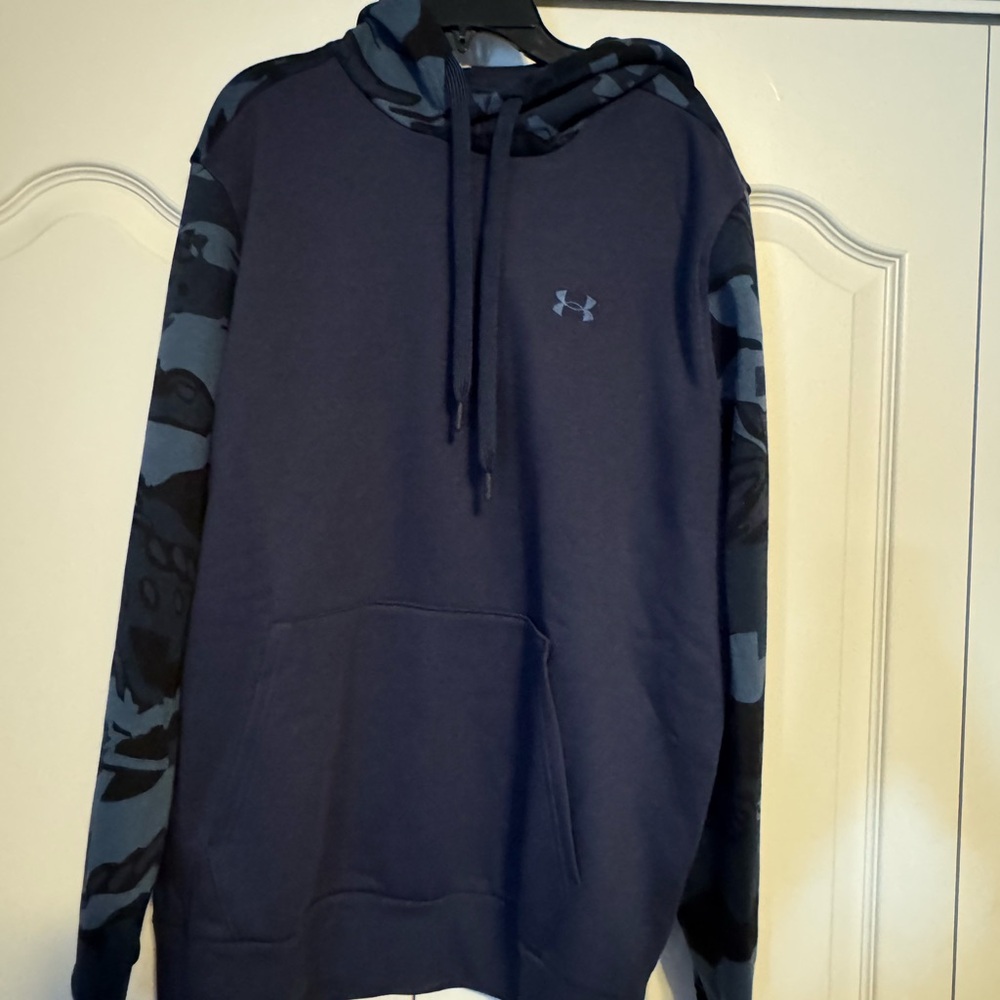 Under Armour Blue Camo Athletic Hoodie Mens Medium New